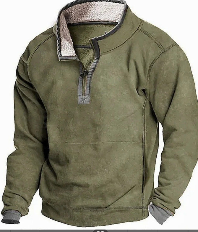 Herren Fleecesweater mit hochgeschlossenem Kragen und praktischem Reißverschluss