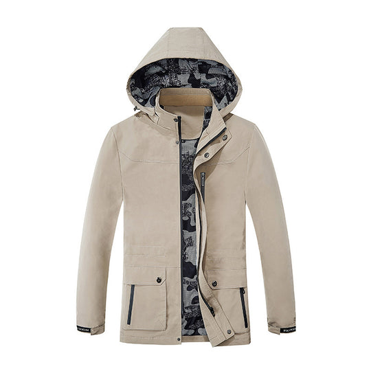 Herren Kapuzen-Parka im Canvas-Utility-Stil mit Camouflage-Innenfutter Shop Nory