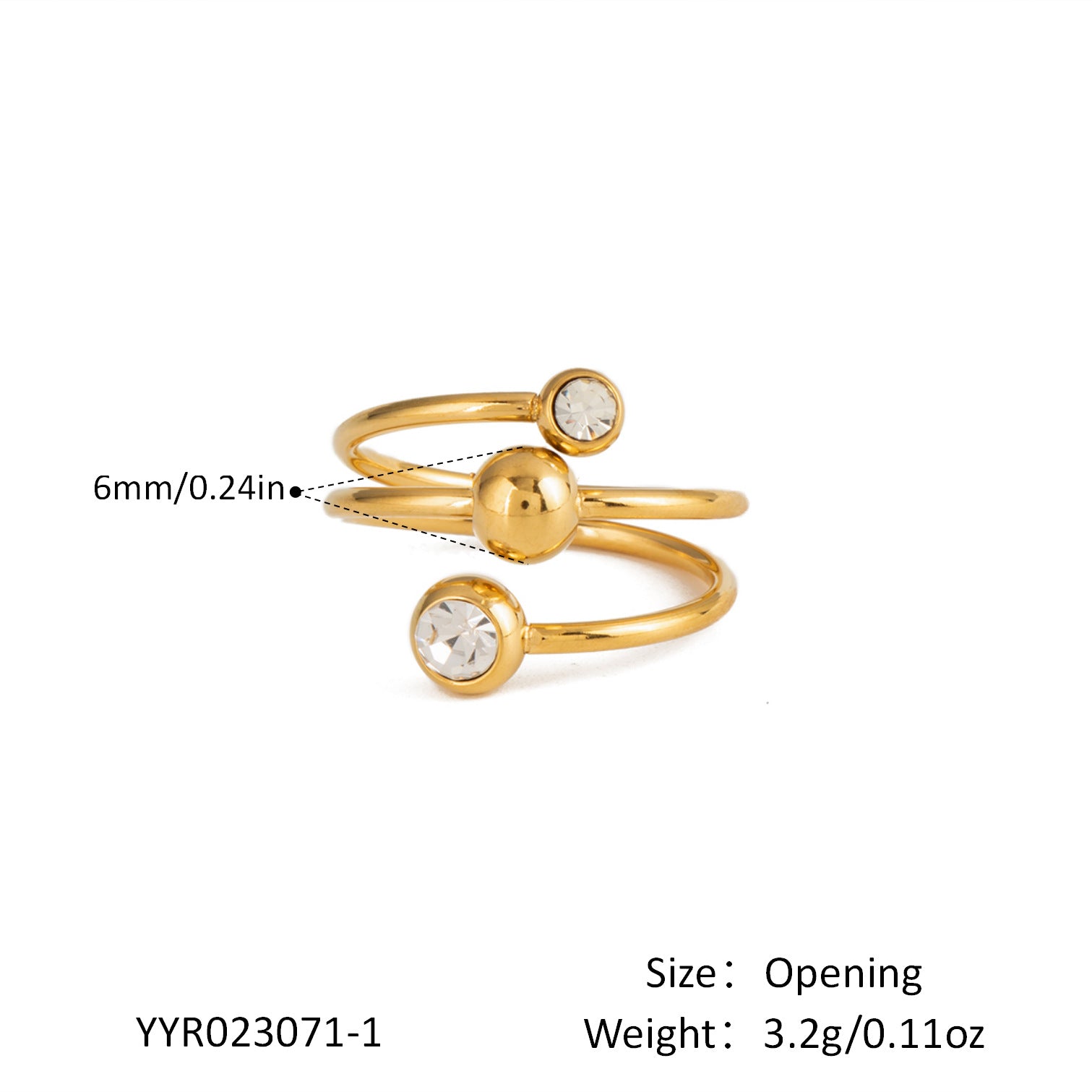 Damen Eleganter Ring mit Doppel-Kugel Shop Nory
