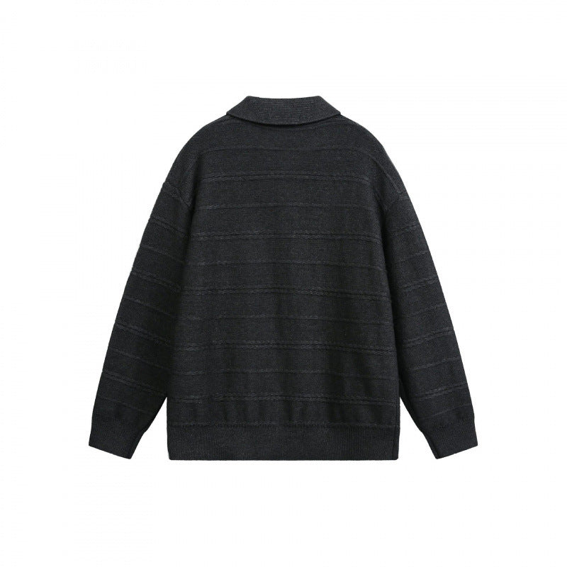 Unisex Leichter Boxy-Polo-Strickpullover mit Halbknopfleiste und Hemdkragen Shop Nory