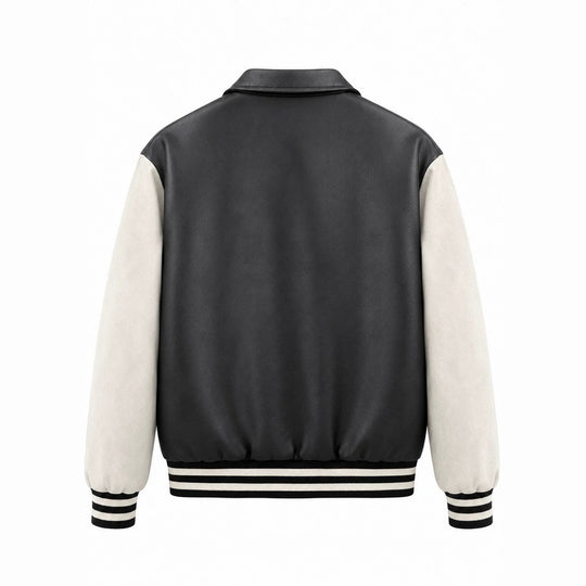 Herren Letterman-Jacke im Retrostil mit Kunstlederkörper und Wildlederärmeln Shop Nory