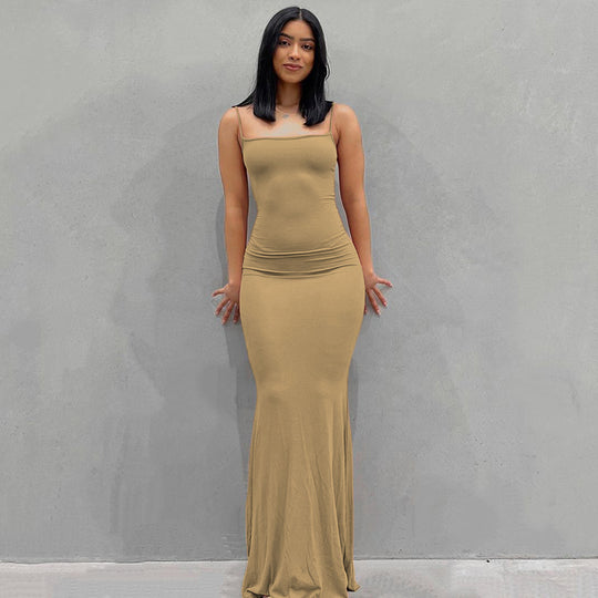 Damen Körperbetontes Maxi‑Jerseykleid mit taillierter Drapierung, langen Ärmeln und ausgestelltem Saum Shop Nory