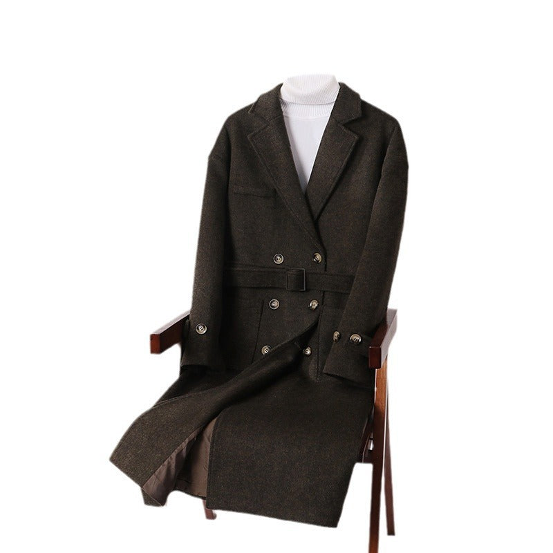 Herren Doppelreihiger Wollmix-Longcoat mit fallendem Revers und Pattentaschen Shop Nory