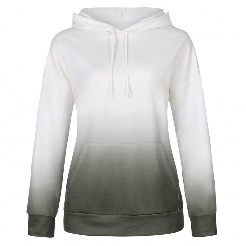 Damen Oversize Kapuzenpullover mit Dip-Dye Farbverlauf und Kängurutasche Shop Nory