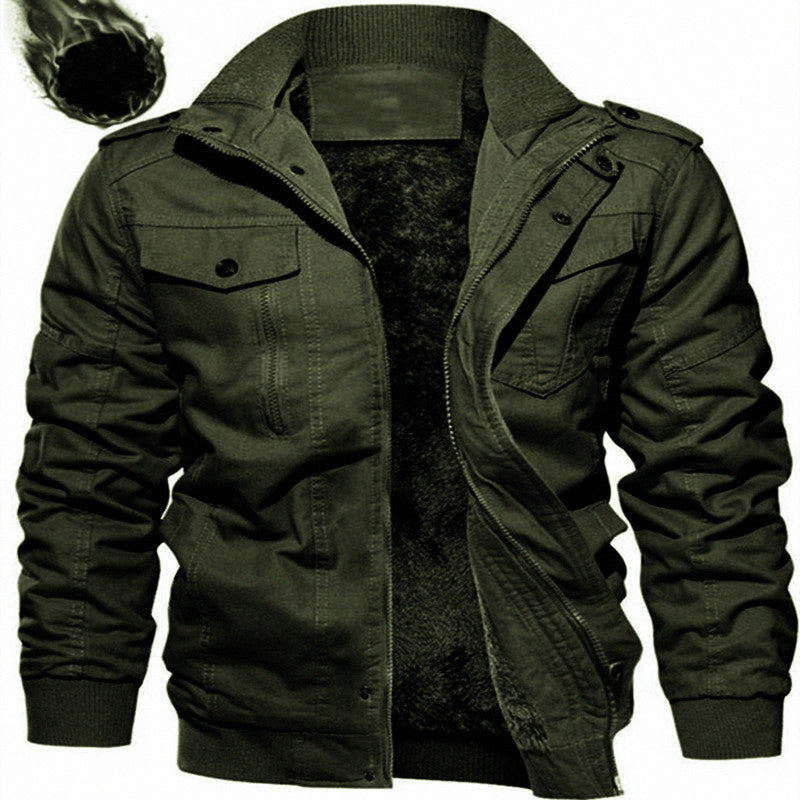 Herren Militärinspirierte Canvas Fieldjacke mit Teddyfutter und Stehkragen Shop Nory