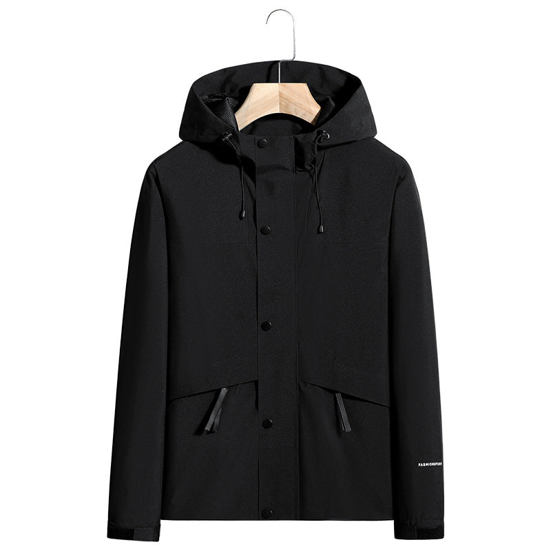 Herren Leichte wasserabweisende Kapuzen-Softshelljacke mit verdeckter Druckknopfleiste und Kordelzug Shop Nory