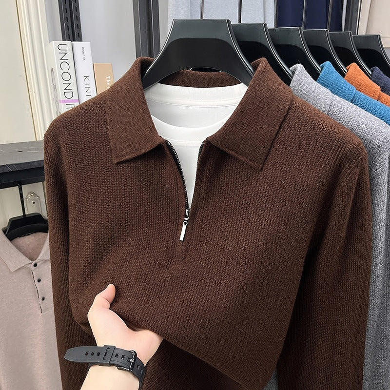 Herren Feinstrick-Halbzipp-Polo mit Hemdkragen und feiner Rippenstruktur Shop Nory