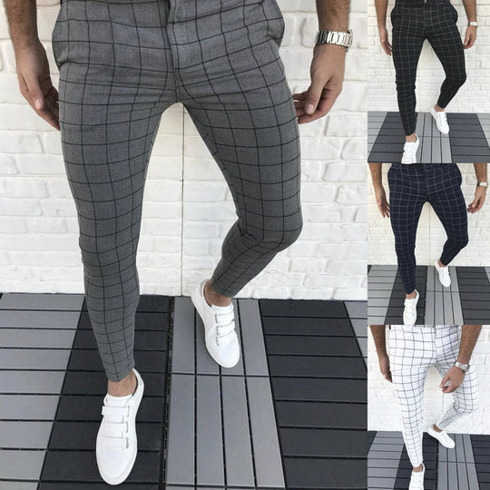 Herren Karierte Anzughose im Slim Fit Stil