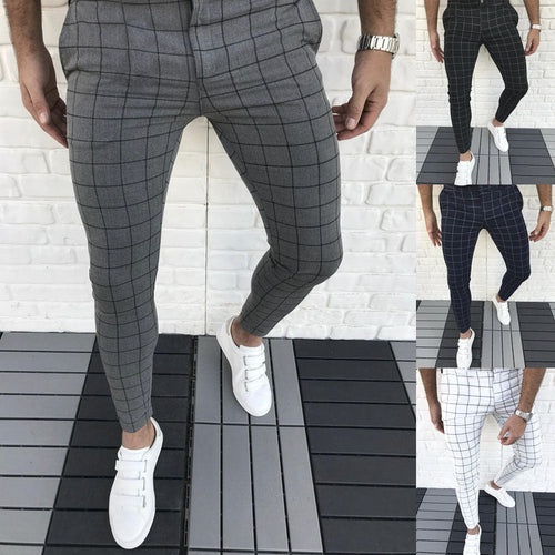 Herren Karierte Anzughose im Slim Fit Stil