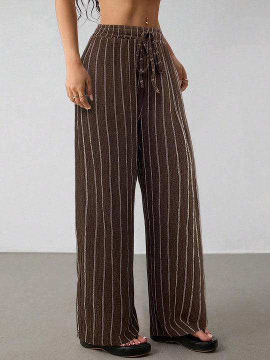 Damen Weite Strickhose mit hohem Bund und Kordelzug Shop Nory