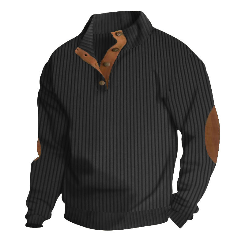 Herren Grobstrick-Troyer mit Zopfmuster, Stehkragen und Leder-Ellbogenpatches Shop Nory