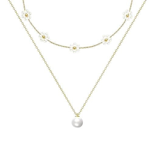 Damen zarte Halskette mit floralen Akzenten und goldfarbener Kettengestaltung Shop Nory
