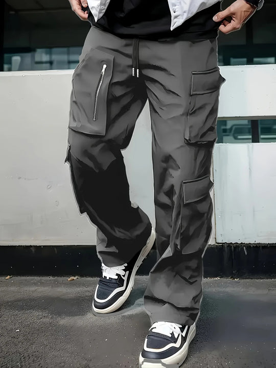 Herren weite Utility-Cargohose mit Tunnelzugbund, multifunktionalen Taschen & Reißverschlusstasche Shop Nory