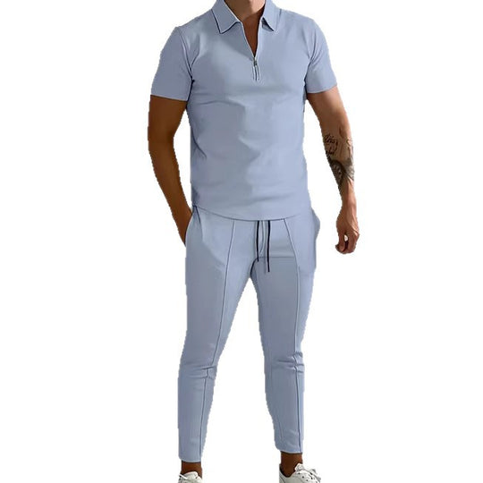 Herren Sportlicher Kurzarm Poloshirt und Hose Set