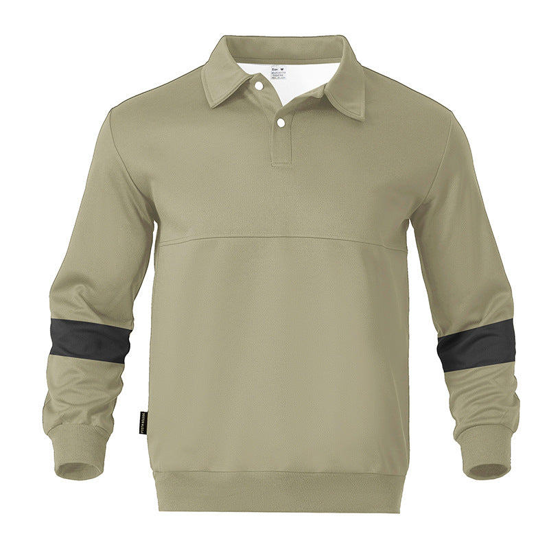 Herren Relaxed Polo-Sweatshirt mit Druckknopf-Blende und Kontrastarmdetails Shop Nory