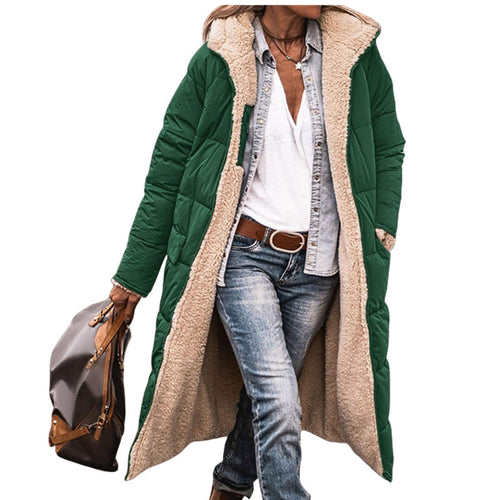 Damen lange, gefütterte Winterjacke mit Fleece-Futter