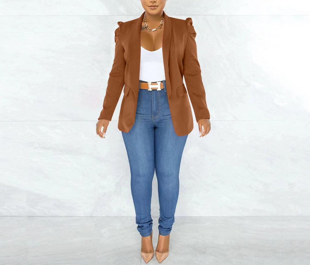 Damen taillierter Blazer mit strukturierten Schulterdetails und offenem Revers Shop Nory