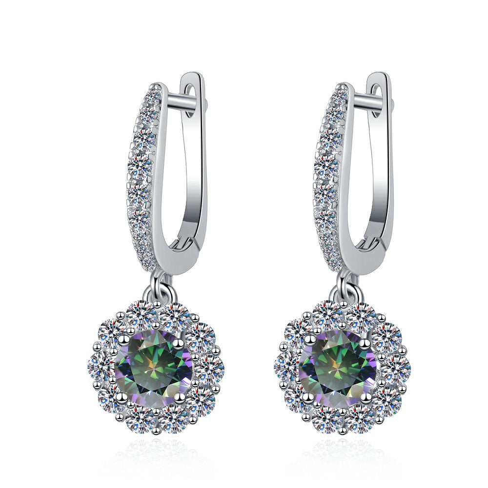 Damen Ohrhänger mit glitzernden Kristallen und rotem Design Shop Nory