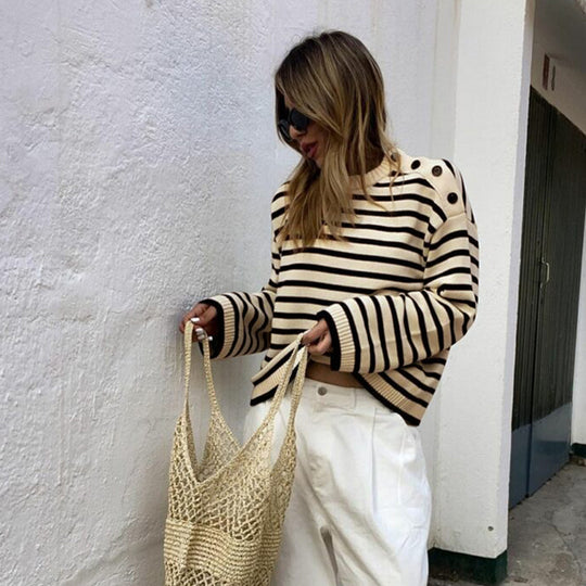 Damen Lässiger Pullover mit Streifen Shop Nory