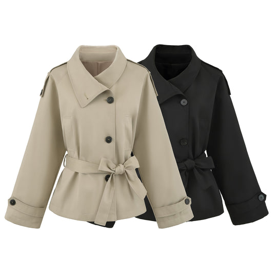 Damen Kurztrench mit Bindegürtel und weitem Arm Shop Nory