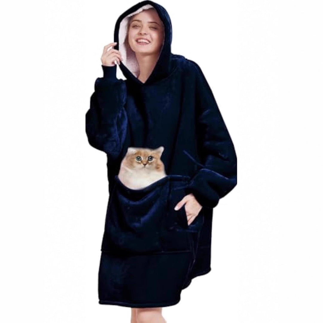 Damen Oversize Kapuzen-Kuscheldecke aus Mikrofaser mit Sherpa-Futter Shop Nory