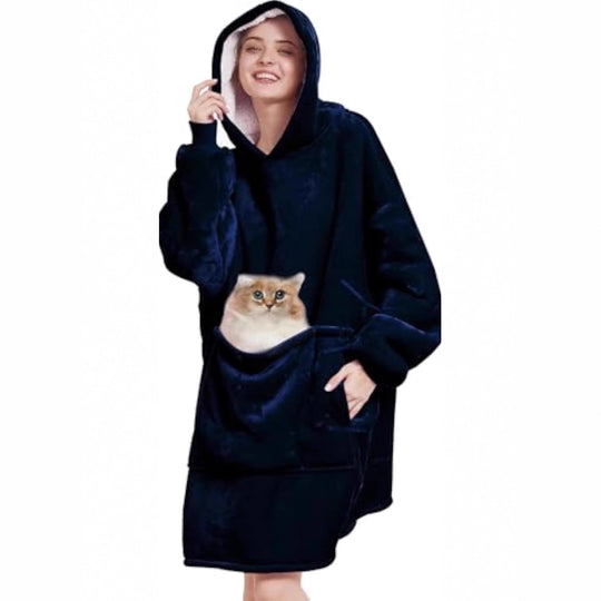Damen Oversize Kapuzen-Kuscheldecke aus Mikrofaser mit Sherpa-Futter Shop Nory