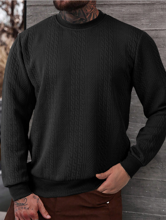Herren texturiertes Rundhals-Sweatshirt mit feiner Waffelstruktur und gerippten Bündchen Shop Nory