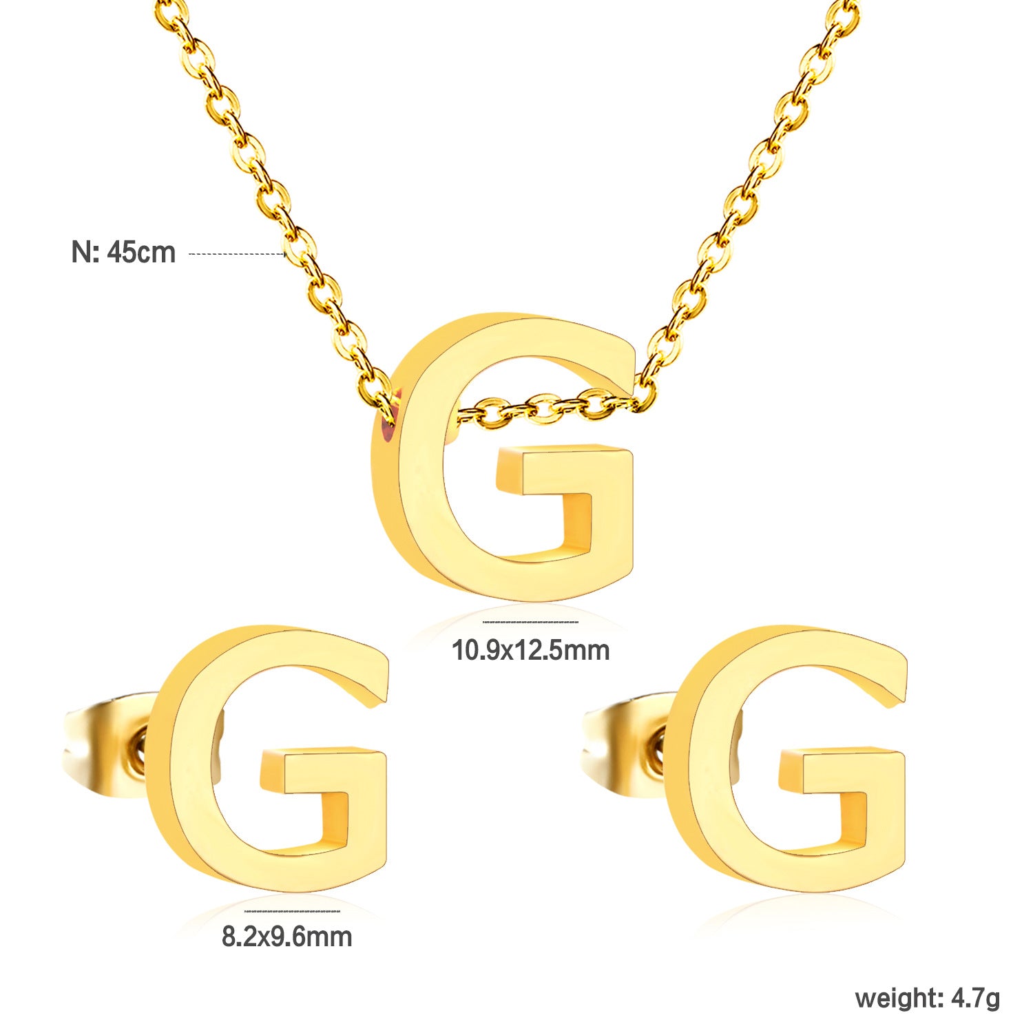 Damen Schmuckset mit K-Anhänger und passenden Ohrsteckern Shop Nory