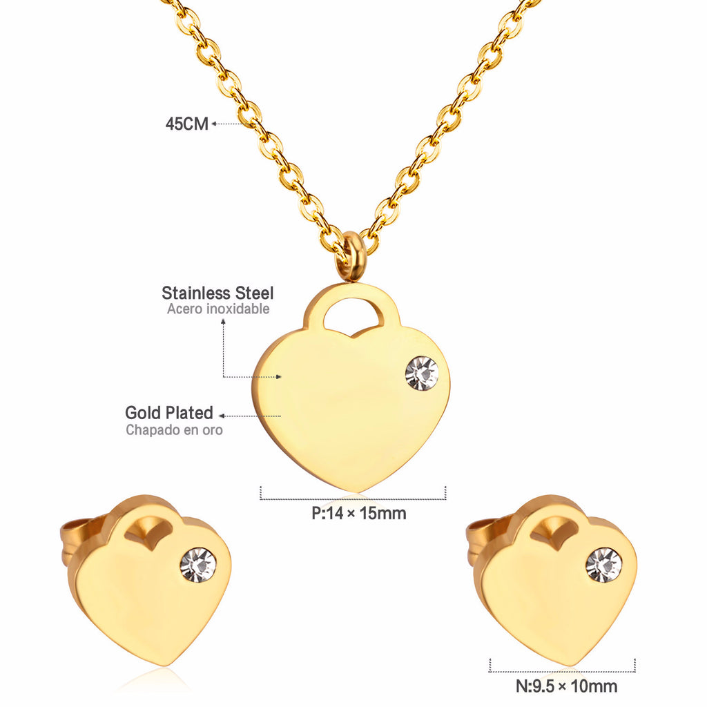 Damen Schmuckset mit Herzanhänger und Ohrringen aus hochwertigem Edelstahl Shop Nory