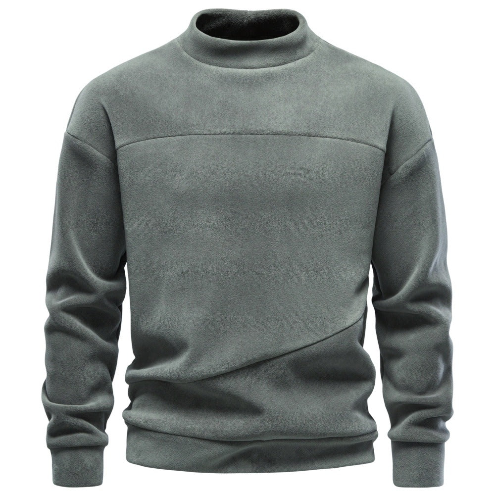 Herren Kuscheliger Microfleece Pullover mit Stehkragen und schrägen Ziernähten Shop Nory