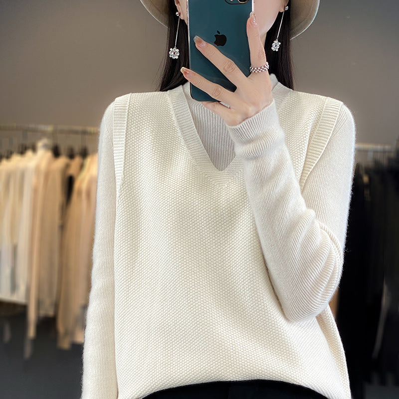Damen Oversize Strickweste mit tiefem V‑Ausschnitt und feiner Struktur Shop Nory