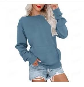 Damen Lockeres Sweatshirt mit Rundhalsausschnitt und Kängurutasche Shop Nory