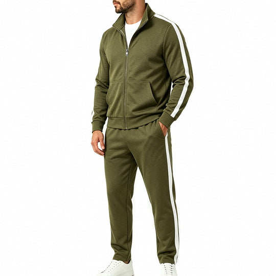 Herren Sportliches Trainingsanzug-Set mit Kontraststreifen, Reißverschlussjacke und Jogginghose Shop Nory
