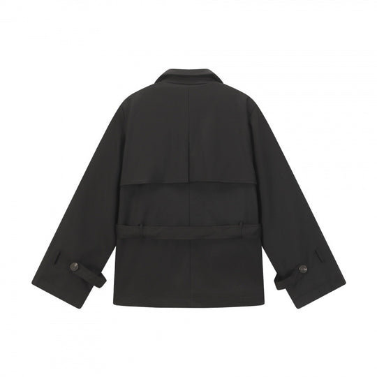 Unisex Kurze doppelte Blouson-Trenchjacke mit Taillengürtel und kastiger Silhouette Shop Nory