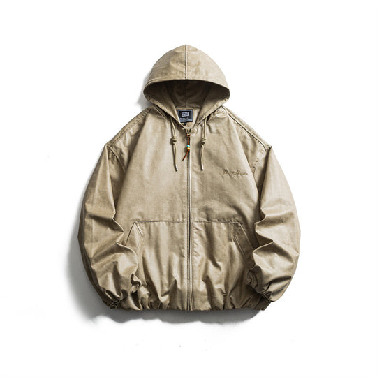 Herren Kurz geschnittene Kunstleder-Kapuzenjacke im Boxy‑Cut mit elastischem Saum und Kängurutaschen Shop Nory