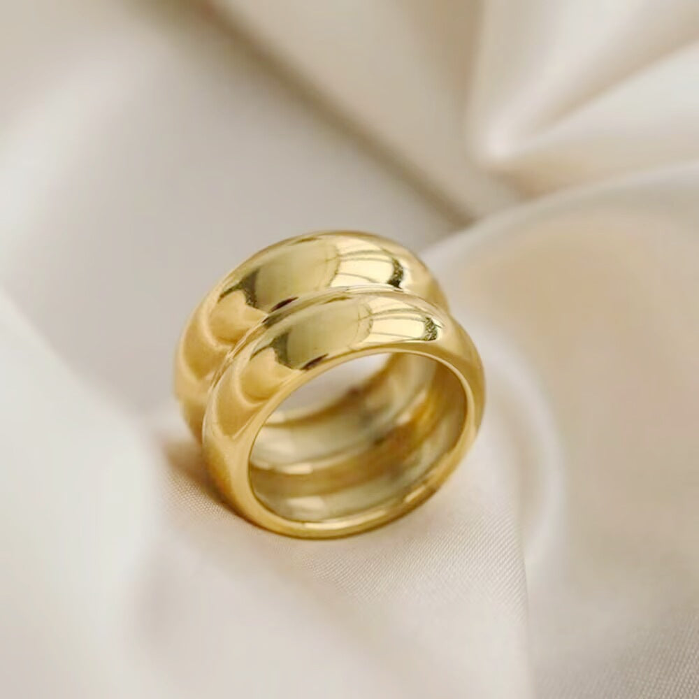 Damen Ring mit elegantem, glänzendem Doppelbanddesign Shop Nory