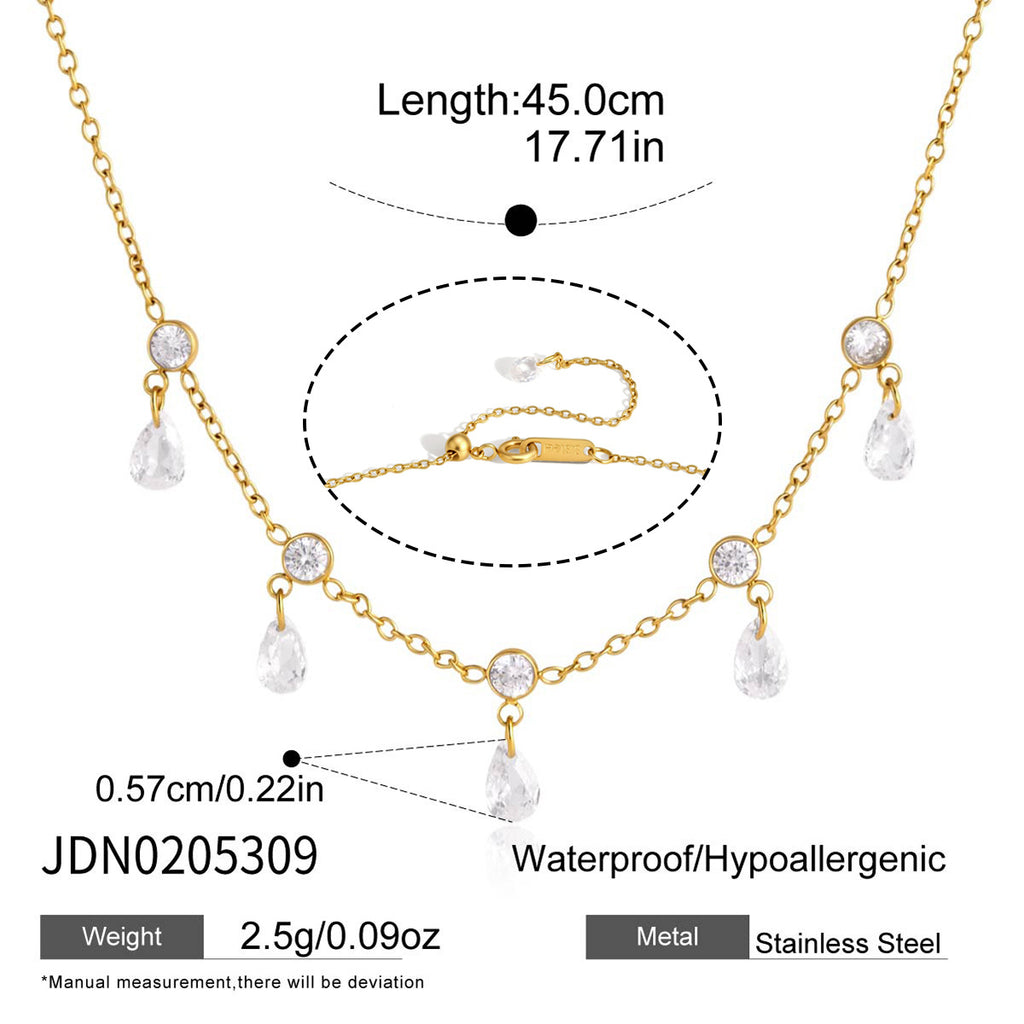 Damen Kette mit funkelnden Tropfenanhängern aus hypoallergenem Edelstahl Shop Nory