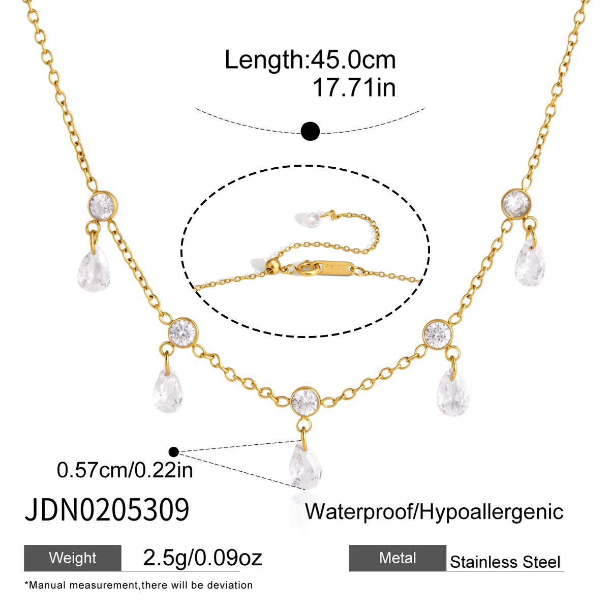 Damen Kette mit funkelnden Tropfenanhängern aus hypoallergenem Edelstahl Shop Nory