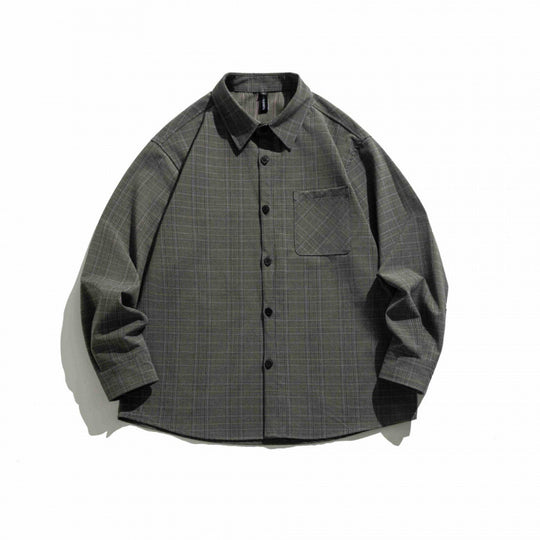 Unisex Kariertes Overshirt im Boxy-Schnitt mit Brustpattentasche und Hemdkragen Shop Nory