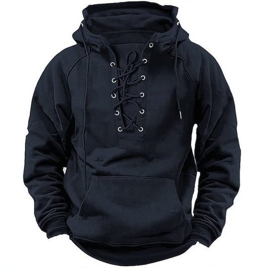 Herren Kapuzenpullover mit modernem Schnürdesign und weichem Innenfutter