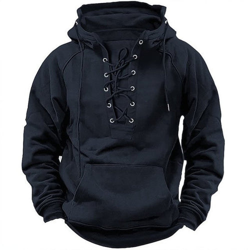 Herren Kapuzenpullover mit modernem Schnürdesign und weichem Innenfutter