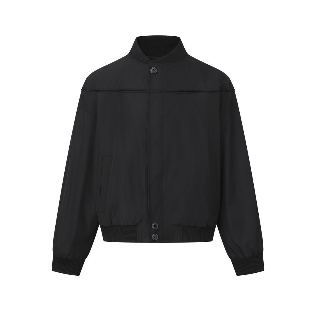 Unisex Kurz geschnittener Boxy‑Blouson mit hohem Rippkragen, verdeckter Knopfleiste und Elastikbund Shop Nory