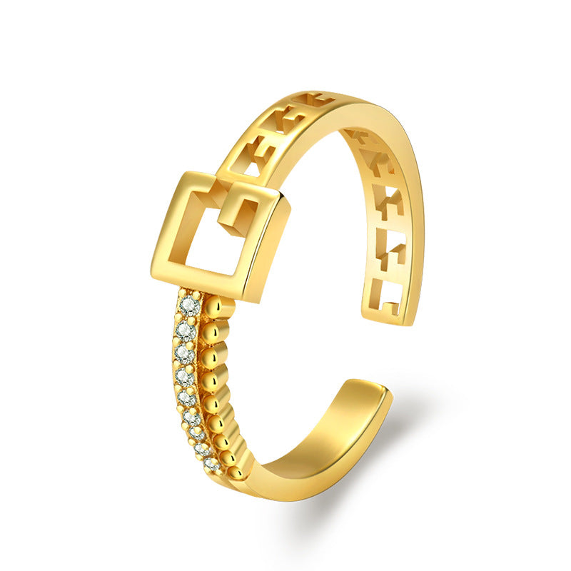 Damen Offener Ring mit kunstvollem geometrischem Design und funkelnden Zirkonia Shop Nory