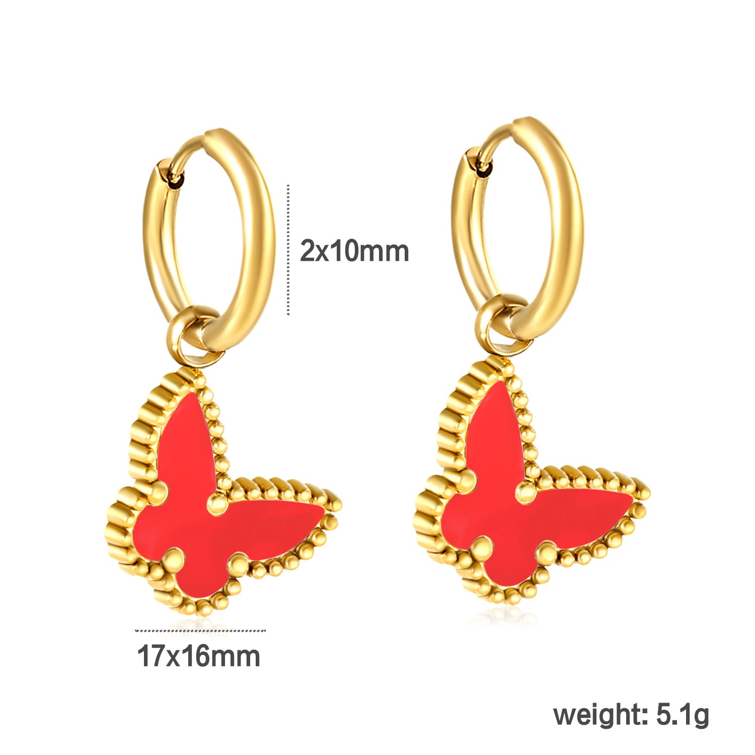 Damen Hängende Ohrstecker mit verspieltem Schmetterlingsdesign und hochwertigem goldplattierten Edelstahl Shop Nory