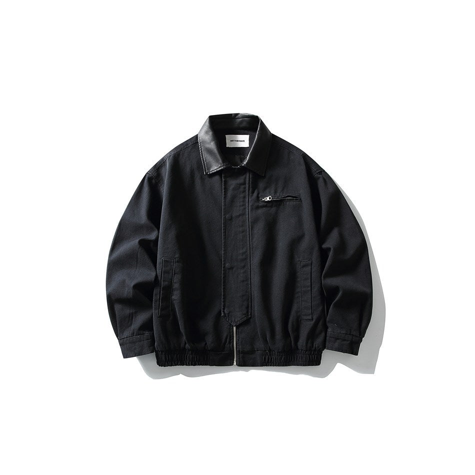 Herren Boxy-Canvas-Blouson mit kontrastierendem Kunstlederkragen und elastischem Saum Shop Nory