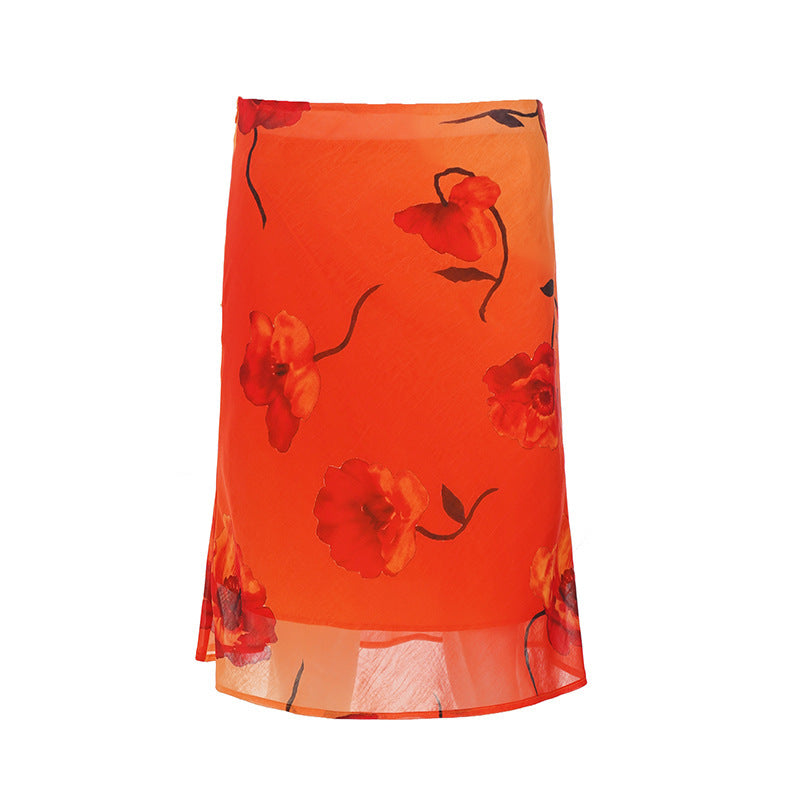 Damen schwingender Sommerrock mit floralen Mustern und leichtem Stoff