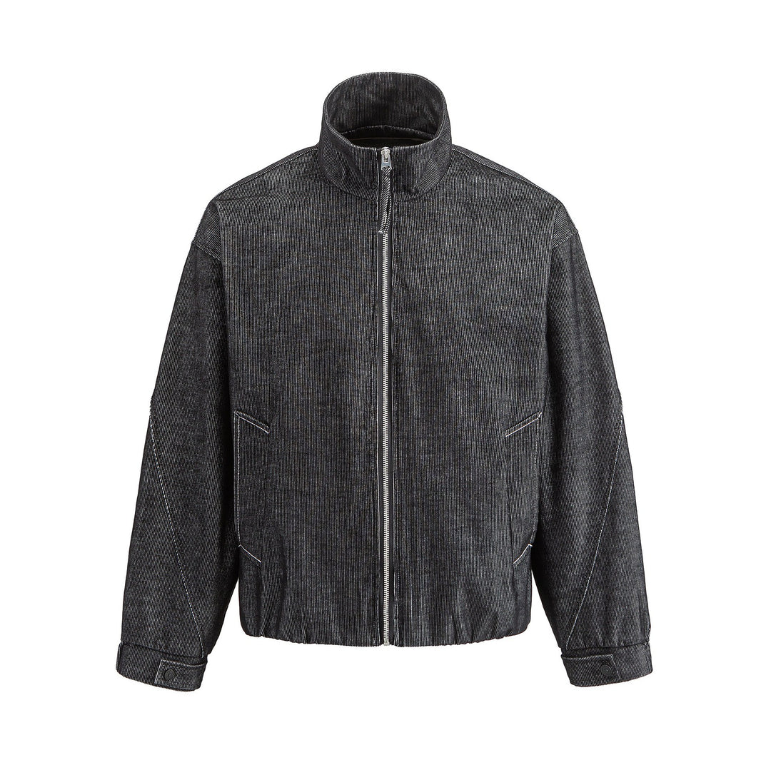Unisex Kurzer Cord-Boxy‑Blouson mit Stehkragen, durchgehendem Reißverschluss und elastischem Saum Shop Nory