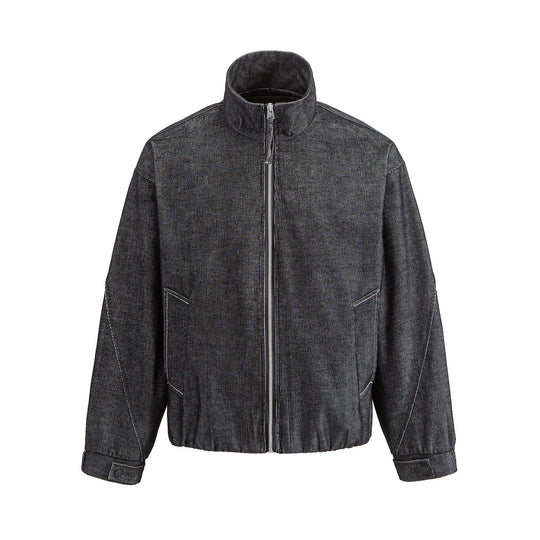 Unisex Kurzer Cord-Boxy‑Blouson mit Stehkragen, durchgehendem Reißverschluss und elastischem Saum Shop Nory