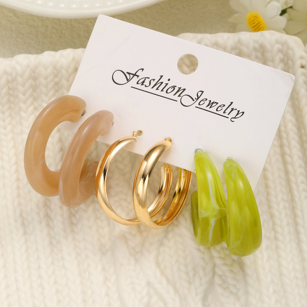 Damen Ohrringe Set mit eleganten marmorierten und goldfarbenen Akzenten Shop Nory