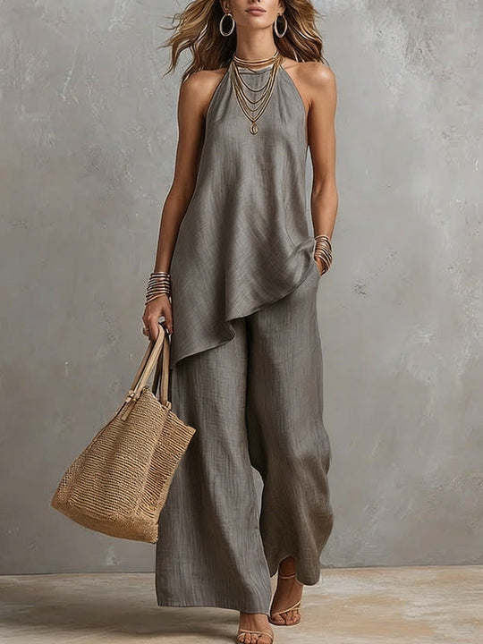 Damen luftiger Jumpsuit mit asymmetrischem Schnitt